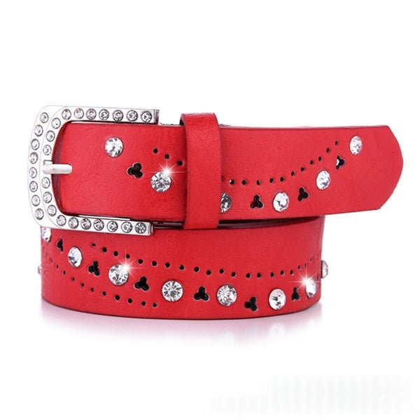 New Womens Belt A Rhinestone-embellished Fashionable Korean-style Hollowed-out Design