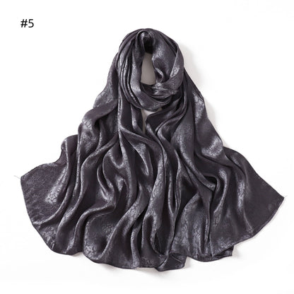 Womens Satin Patterned Jacquard Headscarf