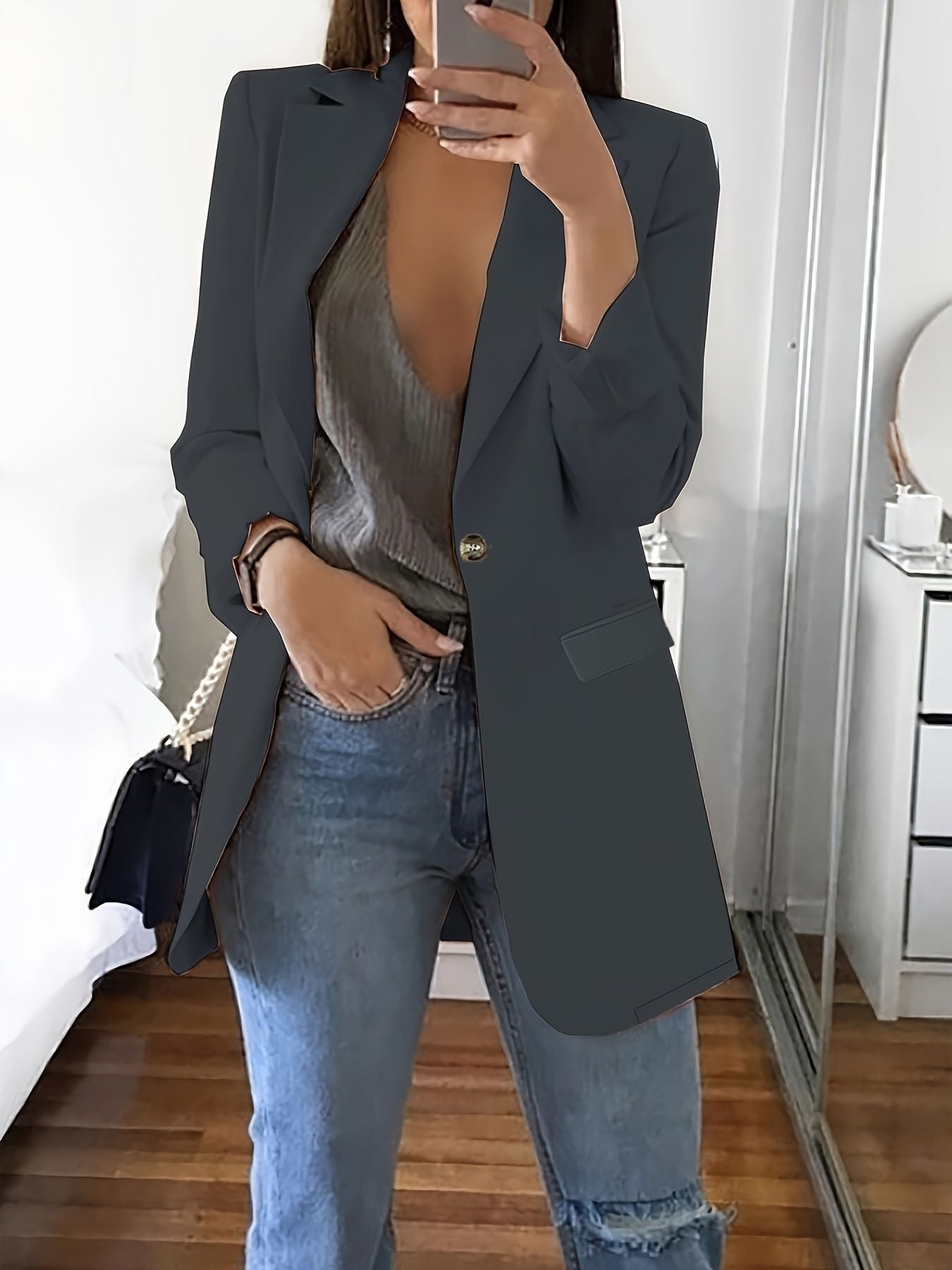 New Stylish Casual Slim-fit Lapel Blazer For Women