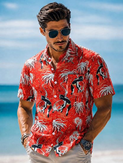 Men's Casual Hawaiian Shirt,Vibrant Prints Perfect For Holiday, Outdoor, And Parties