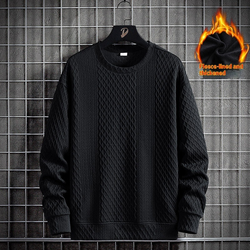 Mens Loose-Fit Casual Crew-Neck Pullover Bottoming Shirt