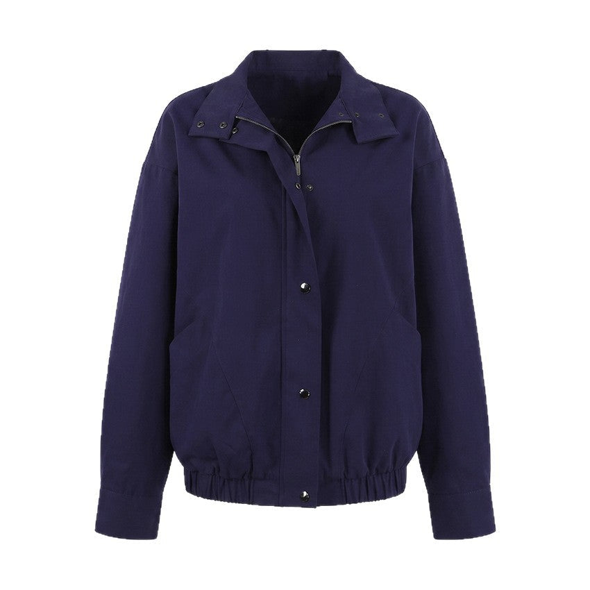 Womens American Workwear Style Stand-Neck Short Jacket