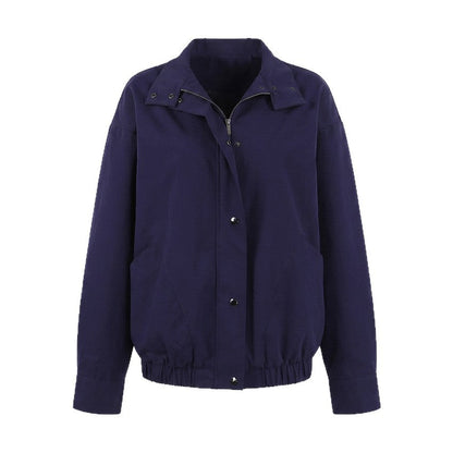 Womens American Workwear Style Stand-Neck Short Jacket