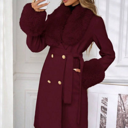Elegant Double-breasted Trench Coat With A Tie Belt