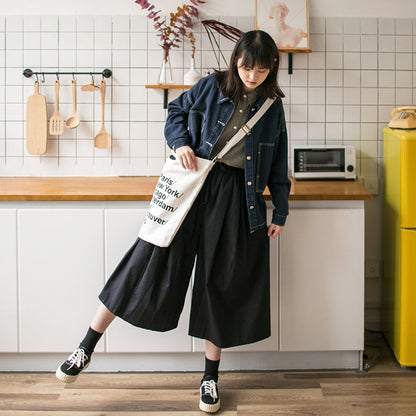 Japanese Overalls Black Wide-leg Pants Women