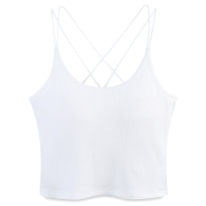 Summer New Sexy Sizzling heat Cross back Sheer strapped Back beauty Camisole