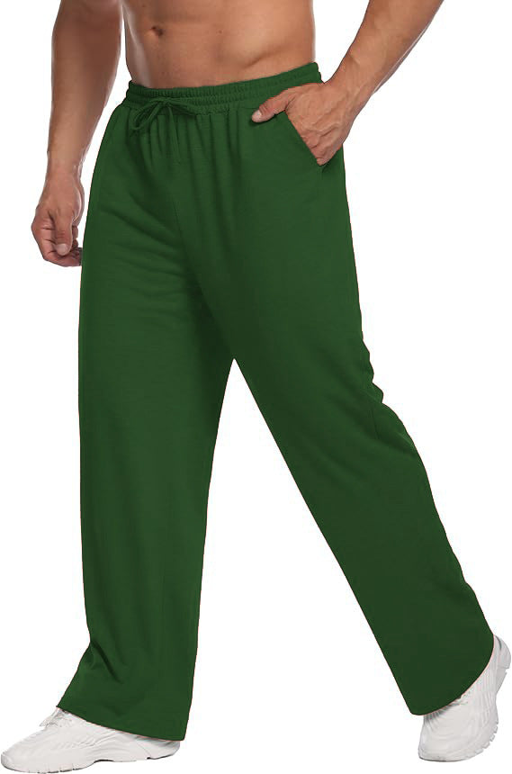 Mens Solid-Color Drawstring Straight-Leg Sweatpants