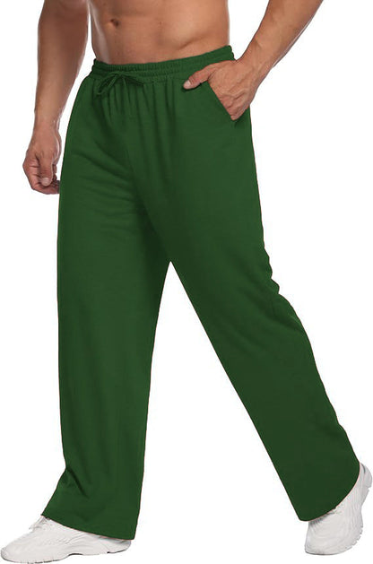 Mens Solid-Color Drawstring Straight-Leg Sweatpants