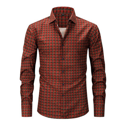 Mens Stretch Wrinkle-Free Digital-Print Plaid And Stripe Shirt