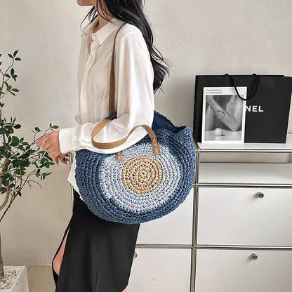 Round Straw Bag Fashionable Womens Shoulder