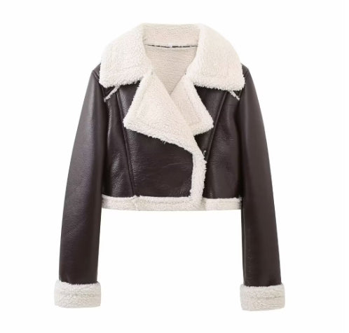 Fur Integrated Short Street Hot Girl Motorcycle Clothing Coat