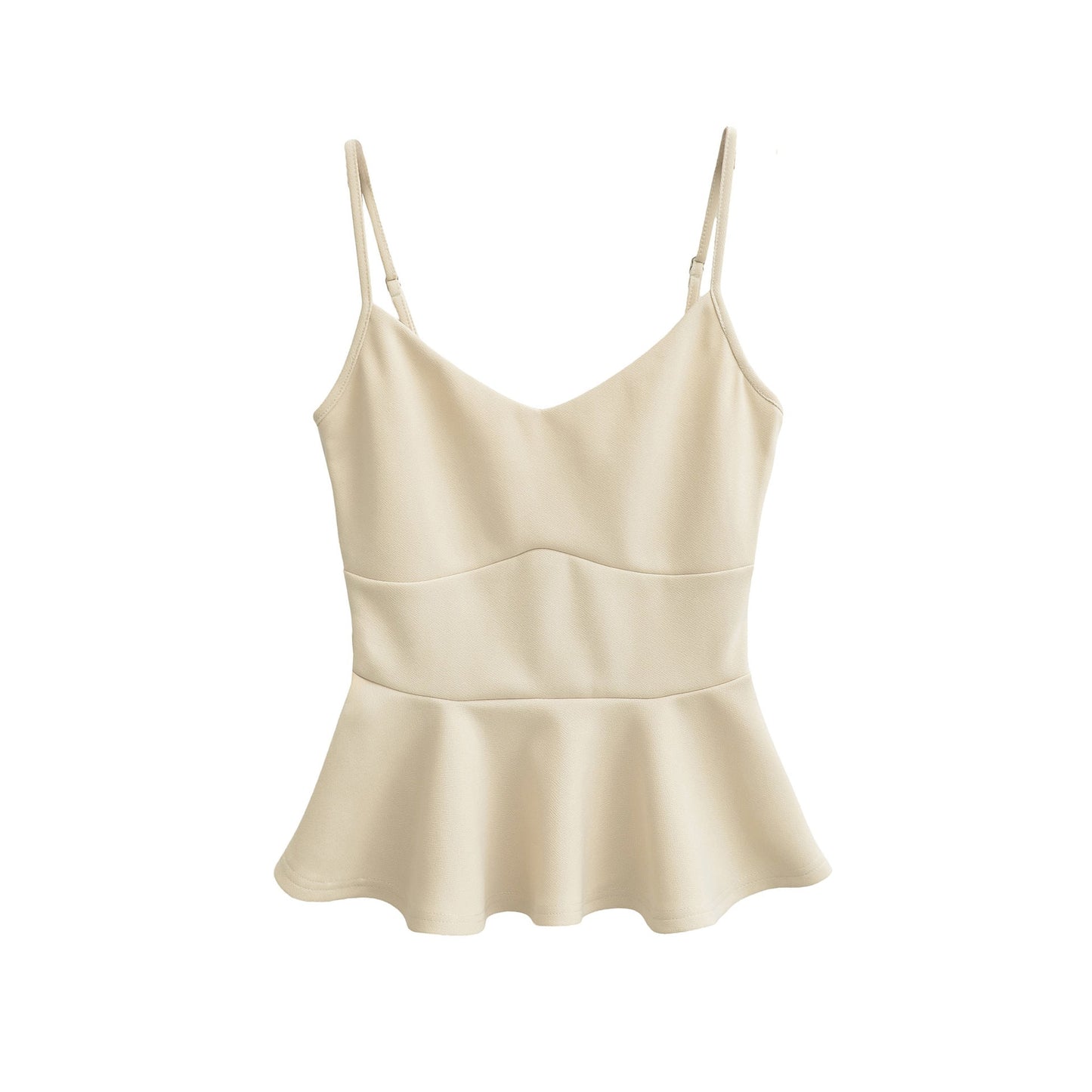 Cropped Ruffled-waistline Slim-fit Camisole Top
