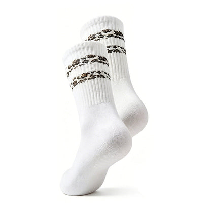 Striped Leopard-print Floor Socks For Women