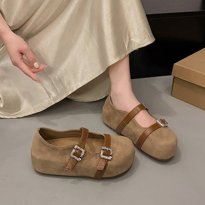 Women's Elegant Versatile Mary Jane Shoes, 2026 Autumn New Korean Shallow Vamp Platform Hidden Heel Double Strap Flats