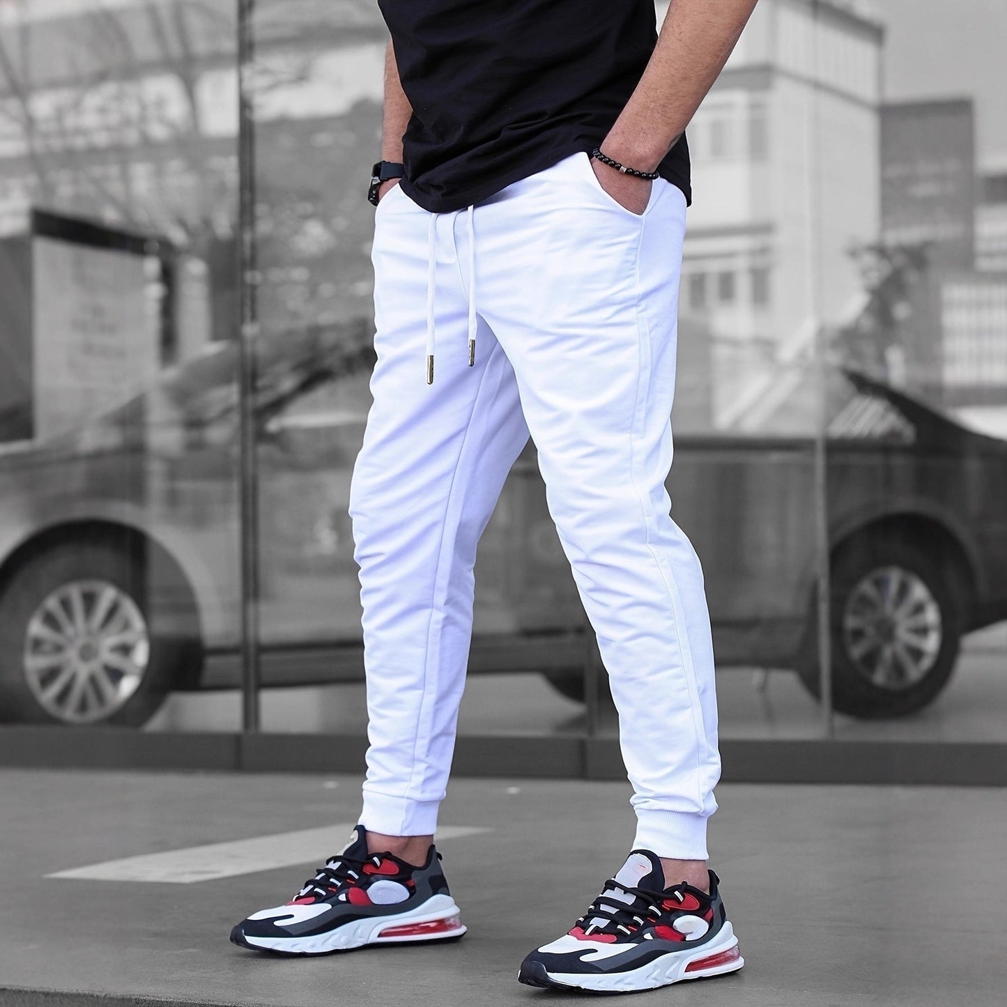 Casual Sporty Lightweight Breathable American-style Solid-color Slim-fit Pants