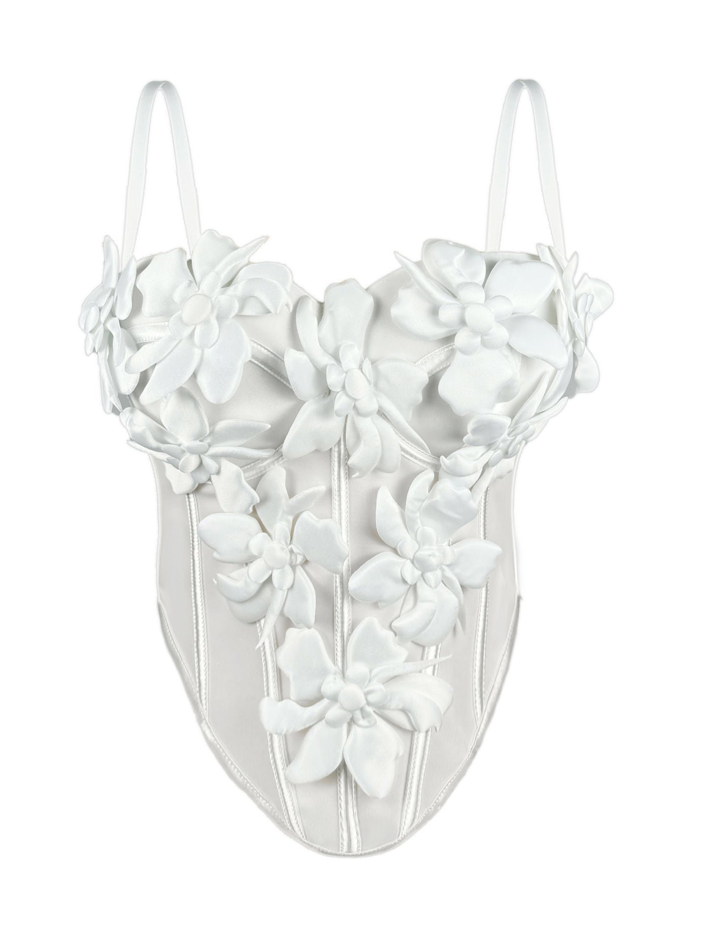 Cross-border Europe And The United States New Three-dimensional Flower Camisole Top Slim-fit Pure Desire Style Sexy Fish Bone Chest