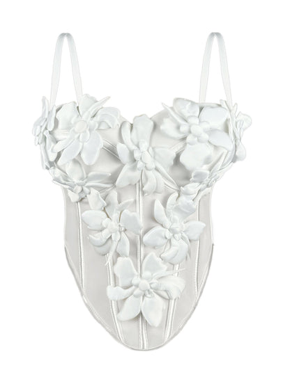Cross-border Europe And The United States New Three-dimensional Flower Camisole Top Slim-fit Pure Desire Style Sexy Fish Bone Chest