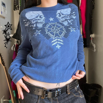 Casual Chic Printed Long-sleeve Top European And American Style