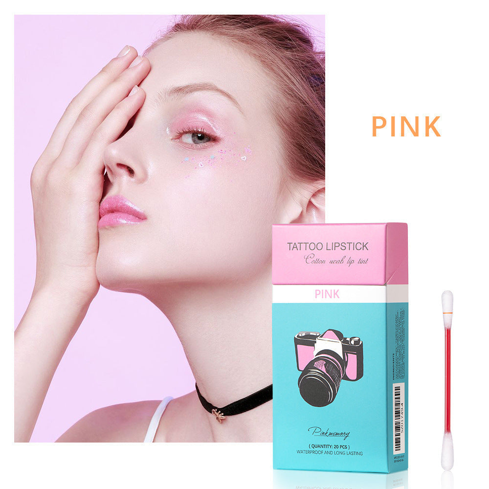 20 Pcs Cotton Swab Lipsticks Portable Waterproof