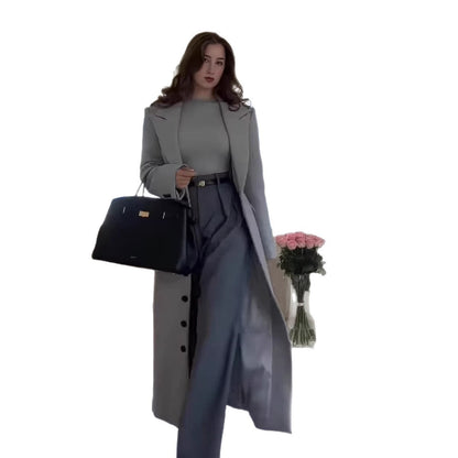 New Elegant Solid-color Lapel-tied Coat