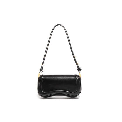 European And American Retro Trendy Underarm Bag Fashionable High-grade Genuine Leather Horsehair Shoulder Bag Niche Design All-match Women's Bag