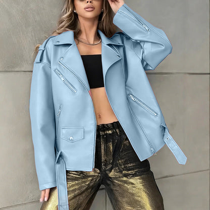 Leather Biker Jacket For Women Boyfriend-Style