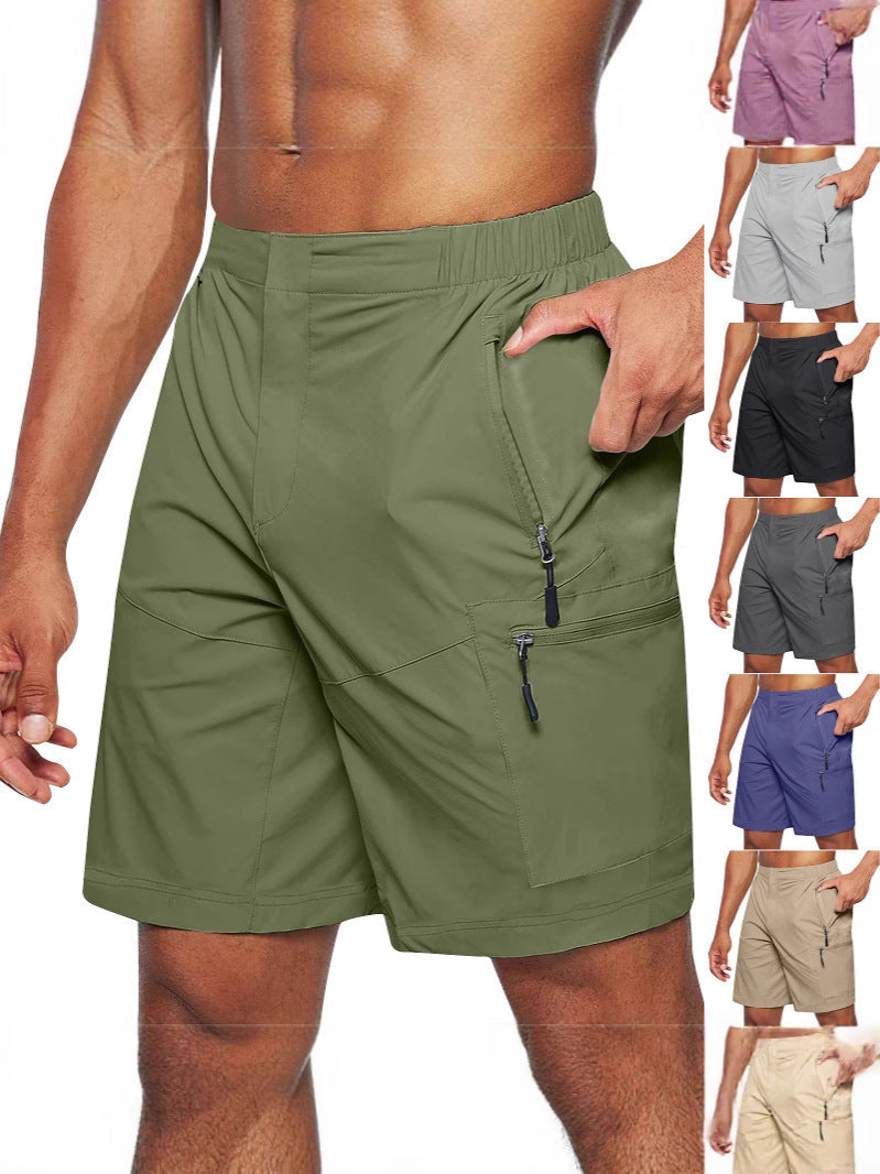 Men's Cargo Shorts  Large Size New Zipper Shorts Multi-flap Pocket Pants Mobile Phone Men's Shorts Quick-drying Fabric