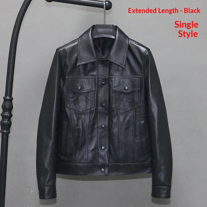 Womens Slim-fit Short Full-Grain Sheepskin Leather Jacket