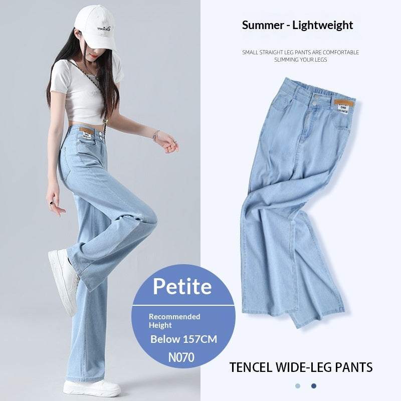 Summer Thin High-Waisted Drapey Wide-Leg Loose Tencel Soft Denim Jeans For Women