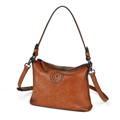 Vintage Womens Full-grain Leather Crossbody Bag