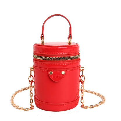 Leather Fashion Candy Color Cylindrical Bucket Bag
