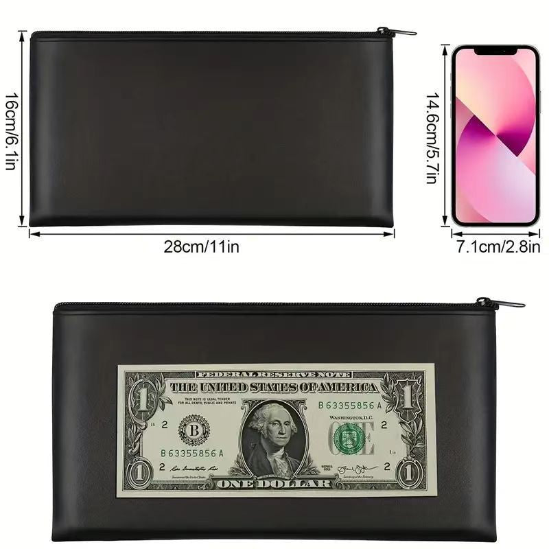 Leather Zip Pouch Minimalist Storage Clutch Bag