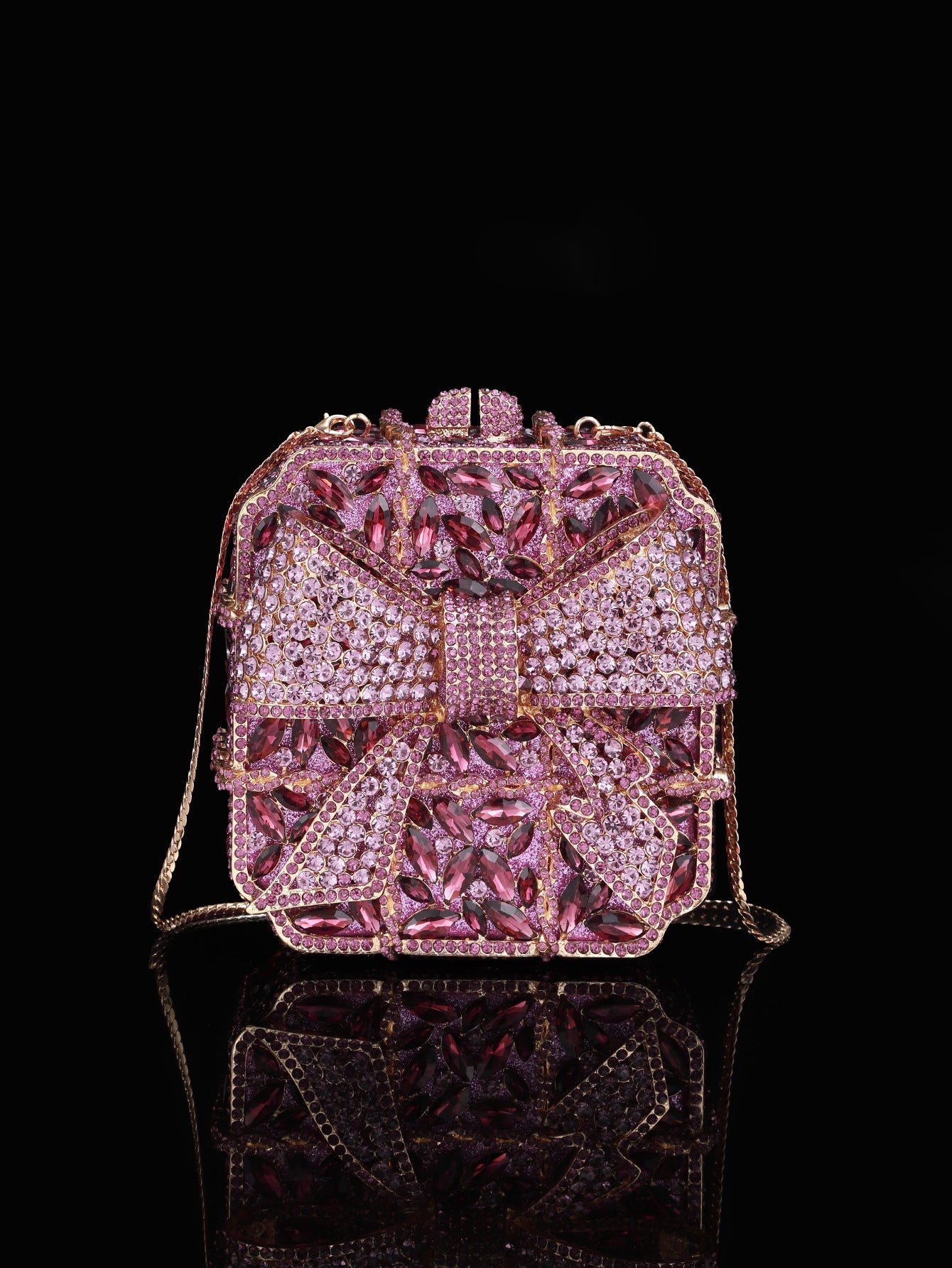 High-end Luxurious Heavy-Embroidered Shiny Champagne Bottle Rhinestone Evening Bag
