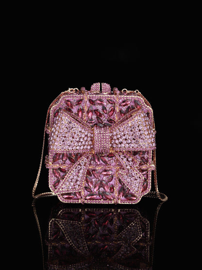 High-end Luxurious Heavy-Embroidered Shiny Champagne Bottle Rhinestone Evening Bag