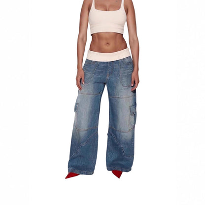 European And American-style Patchwork-thread Vintage Jeans