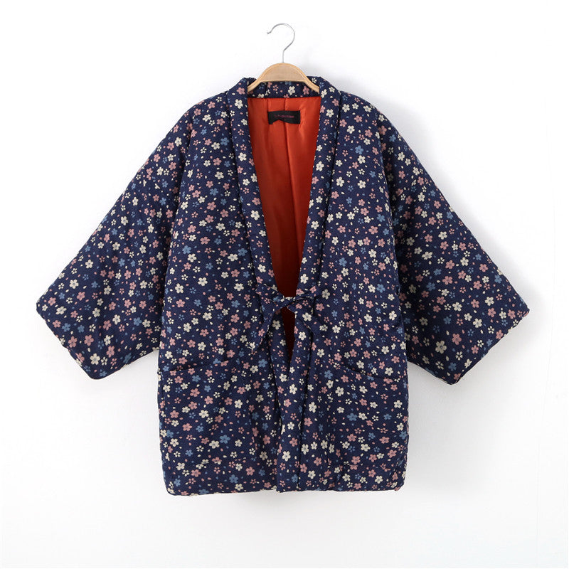 Japanese-style Lace-up Warm Quilted Home Jacket