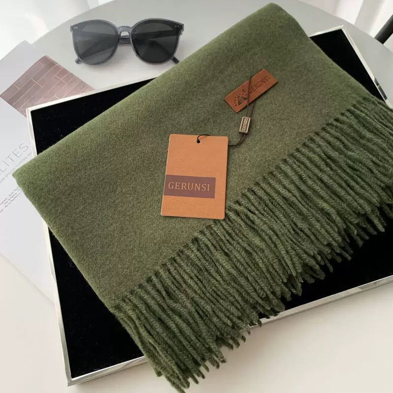 Womens Thickened Fashionable Solid-Color Tassel Scarf