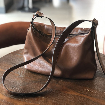 Large-Capacity Minimalist Genuine Leather Shoulder Crossbody Bag