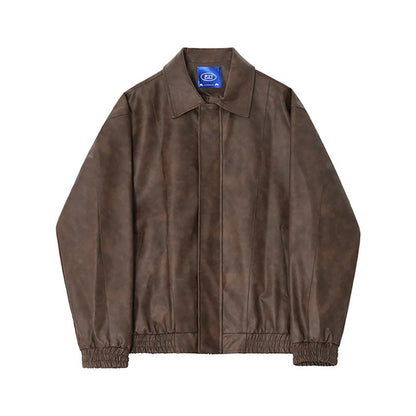 Men's Short Motorcycle Leather Jacket