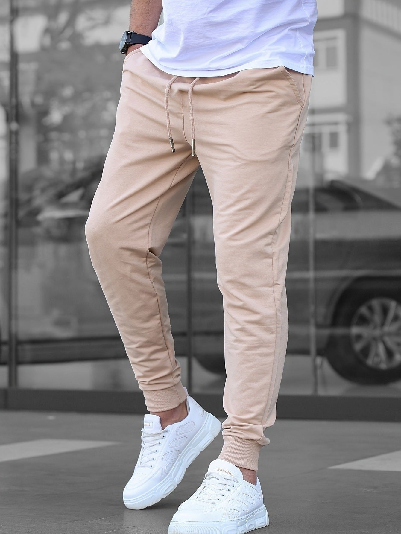Casual Sporty Lightweight Breathable American-style Solid-color Slim-fit Pants