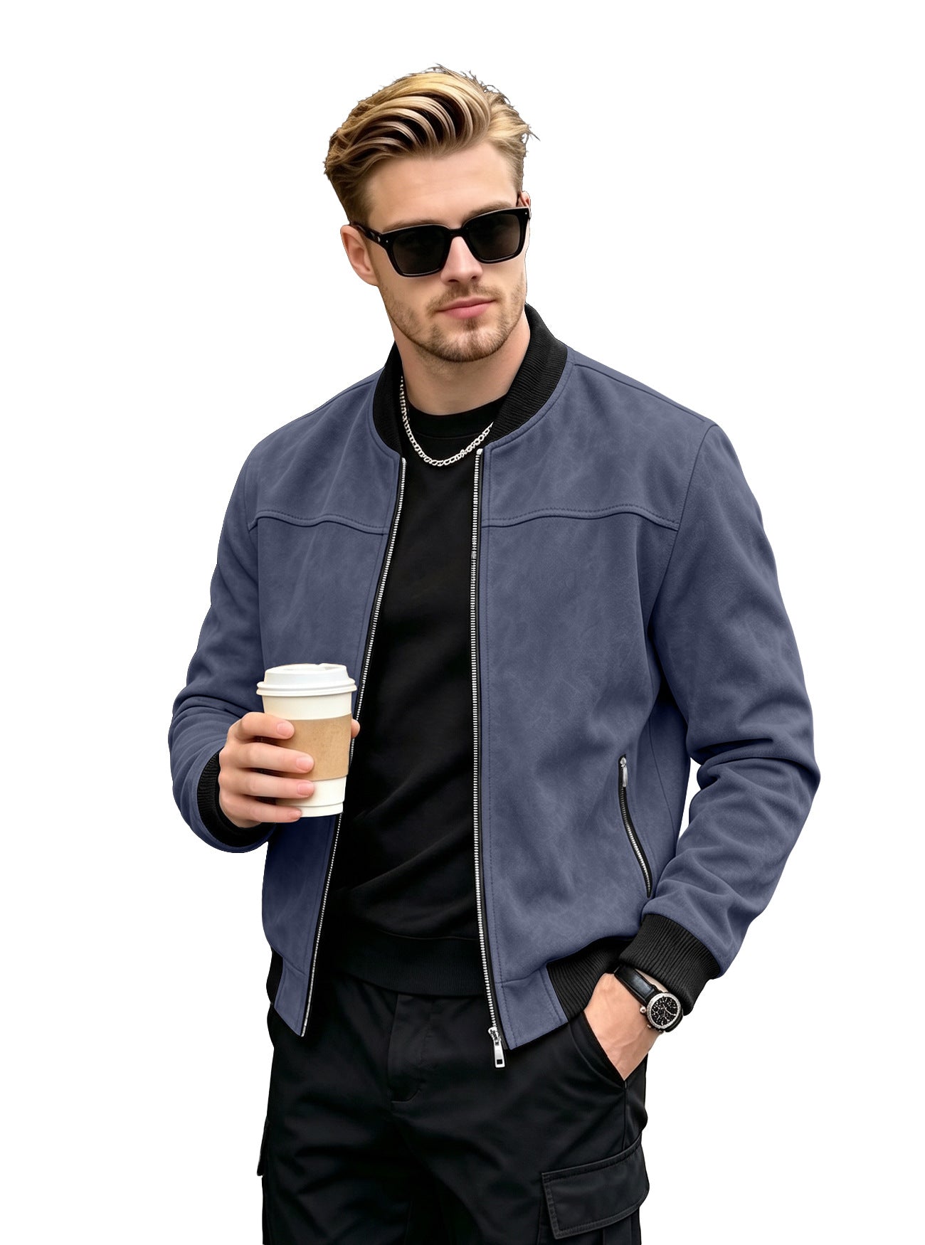 European And American Cross-border EBay Men's Spring And Autumn Suede Pilot Jacket, Foreign Trade Motorcycle Coat, American Baseball Jacket