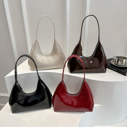 Patent-leather Fashionable Lightweight Single-shoulder Tote Underarm Bag For Women