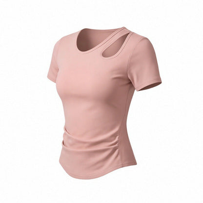 Womens Off-shoulder Hollow-out Short-sleeve Top