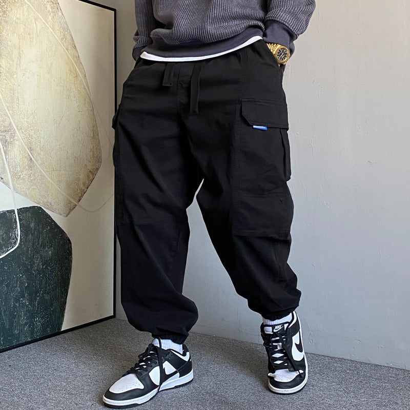 Casual Cargo Pants With Large Pockets Mens Loose-fit And Versatile