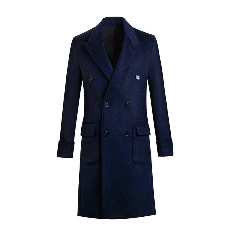 Men's Wool Double-breasted Trench Coat