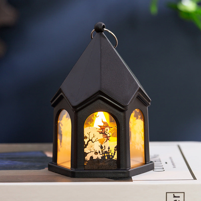 Halloween Pumpkin Lantern Children's Portable Halloween Castle Wind Lantern Ornaments Halloween Decoration Pendant Props