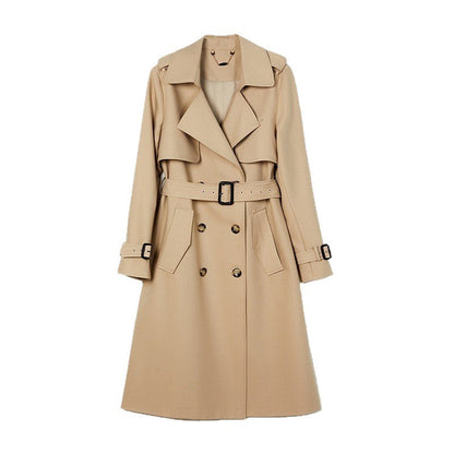 Simple Versatile Double-breasted Womens Coat
