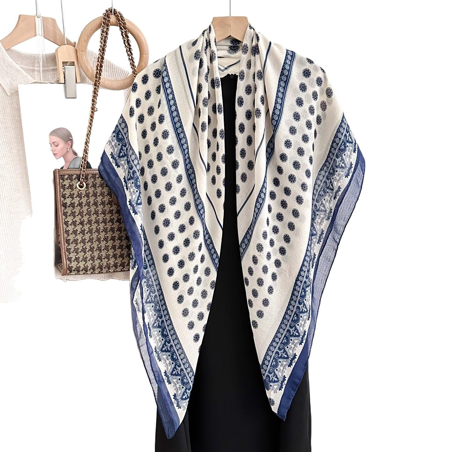 Womens Versatile Floral-print Summer Sun-protective Shawl