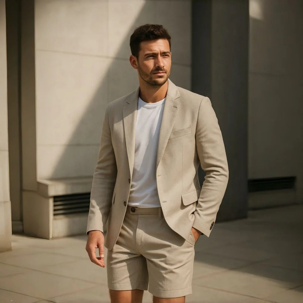 Elegant, Minimalist Short-style Mens Suit Set