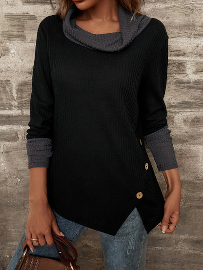 Clothing Tops Korean Style Contrasting Color Patchwork Knitwears Spring And Autumn Versatile Women's Half Turtleneck Knitwears